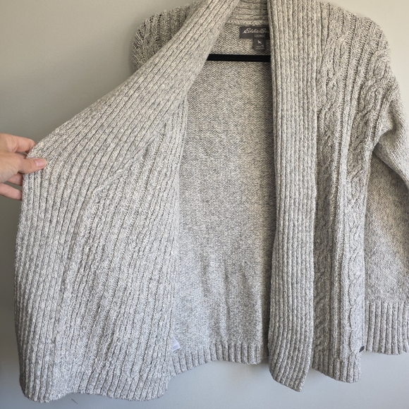 Eddie Bauer Women’s Petite Small Lounge Open Front Cable Knit Cardigan Sweater - Picture 8 of 12